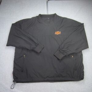 Oklahoma State Cowboys Pullover Mens XL Black V Neck Windbreaker Antigua NCAA